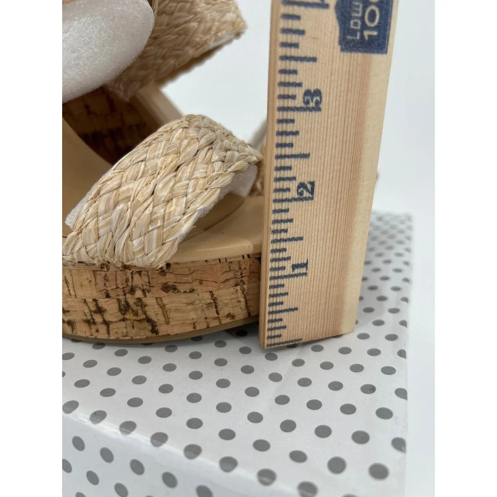 Delicious Bennett-S Womens Raffia Cork Wedge‎ Sandals Natural Tan Platform 8.5